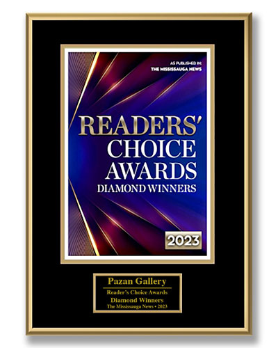 Mississauga News, Readers' Choice Award, Diamond Winner for Picture Framing Awarded to Pazan Gallery, 2023