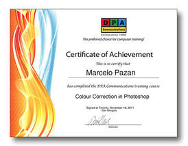 Colour Correction in Photoshop Certificate of Achievement awarded to Marcelo Pazan